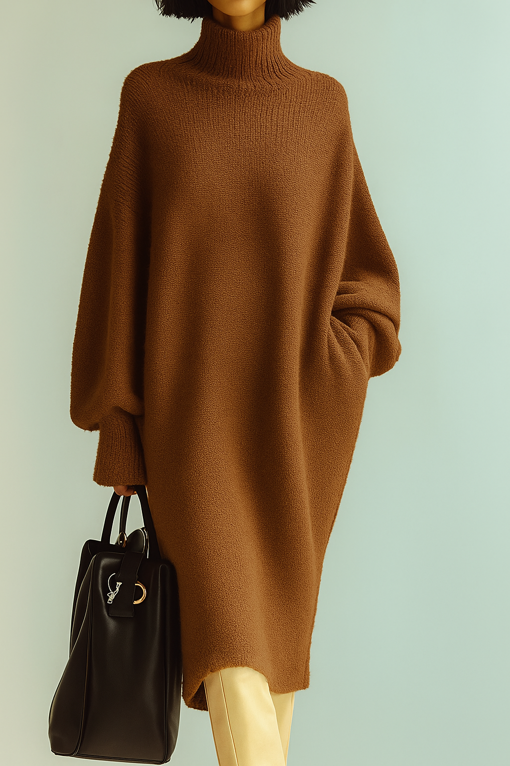 Abito in maglia Lungo a Collo alto Oversize