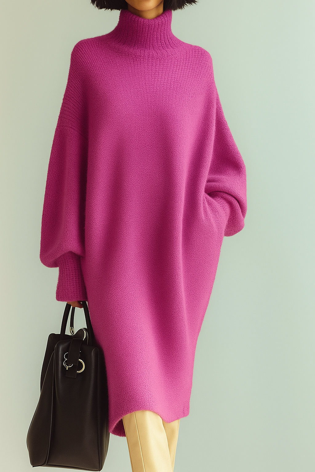 Abito in maglia Lungo a Collo alto Oversize