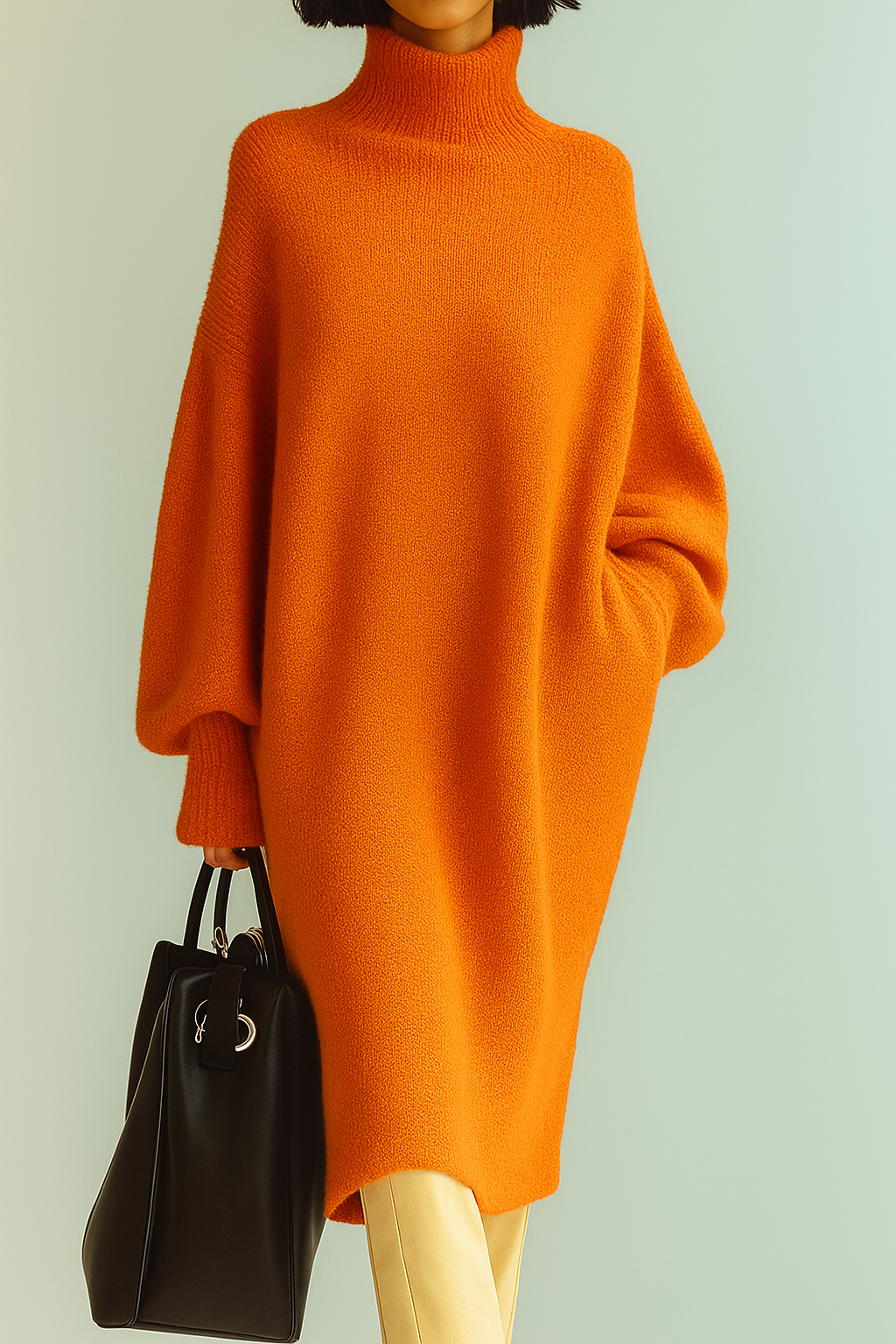 Abito in maglia Lungo a Collo alto Oversize