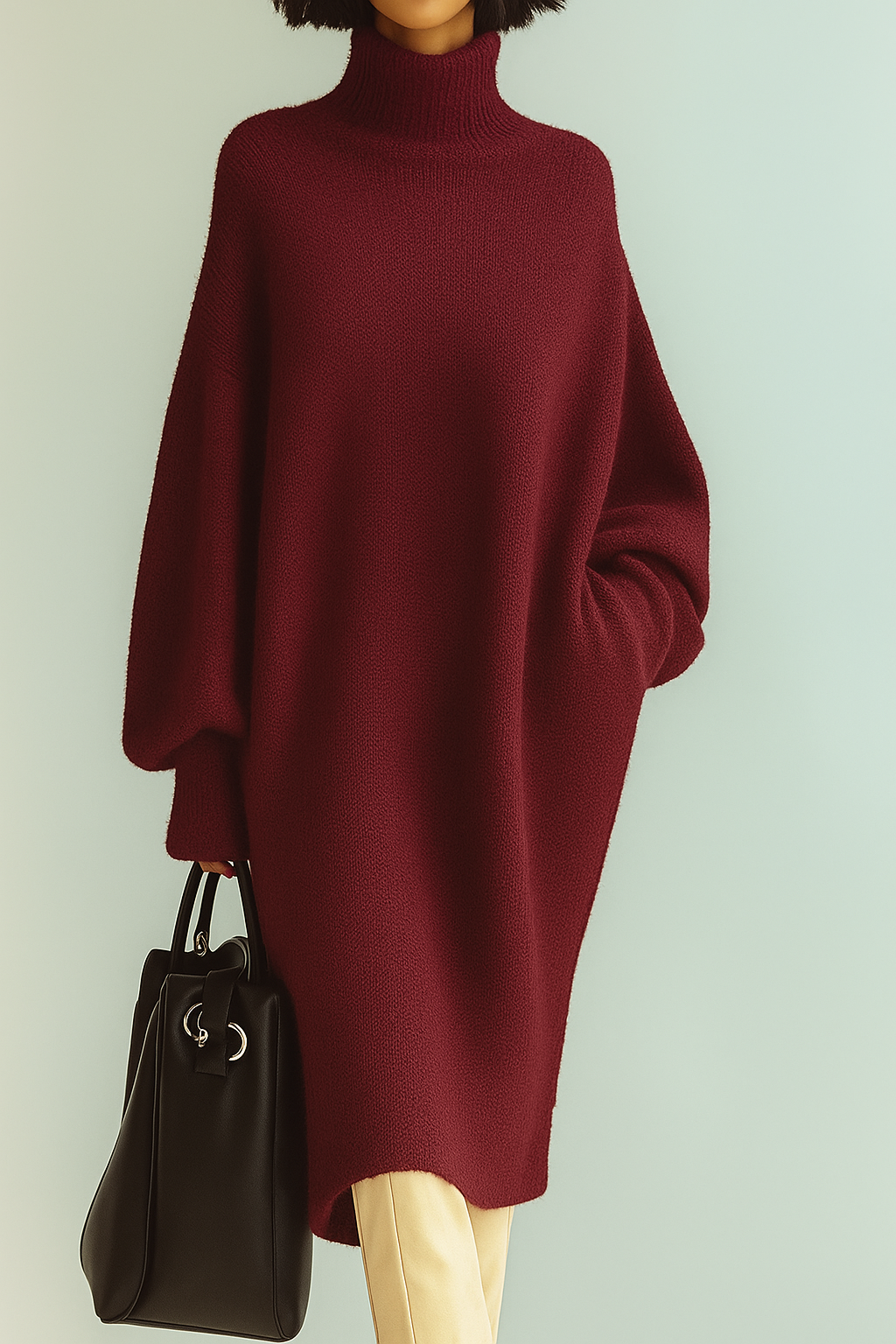 Abito in maglia Lungo a Collo alto Oversize