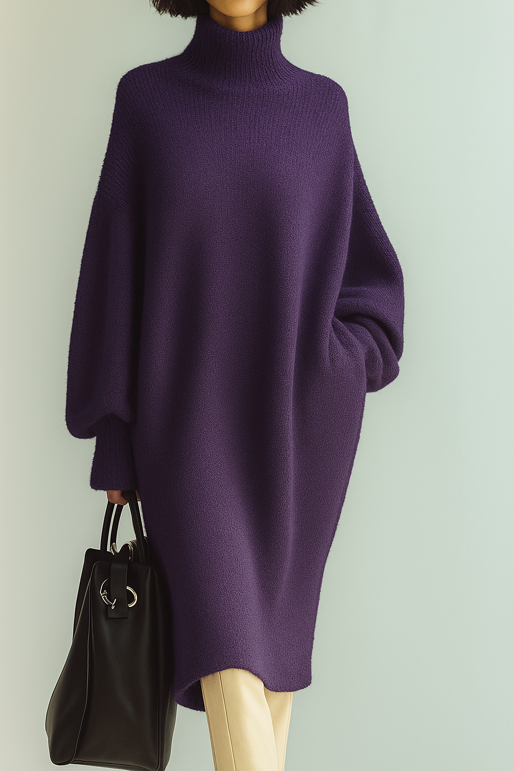 Abito in maglia Lungo a Collo alto Oversize