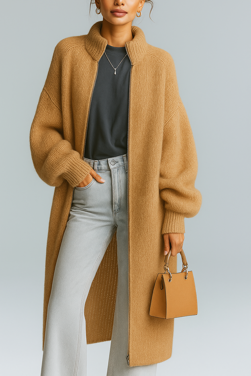 Cardigan in Maglia oversize con zip