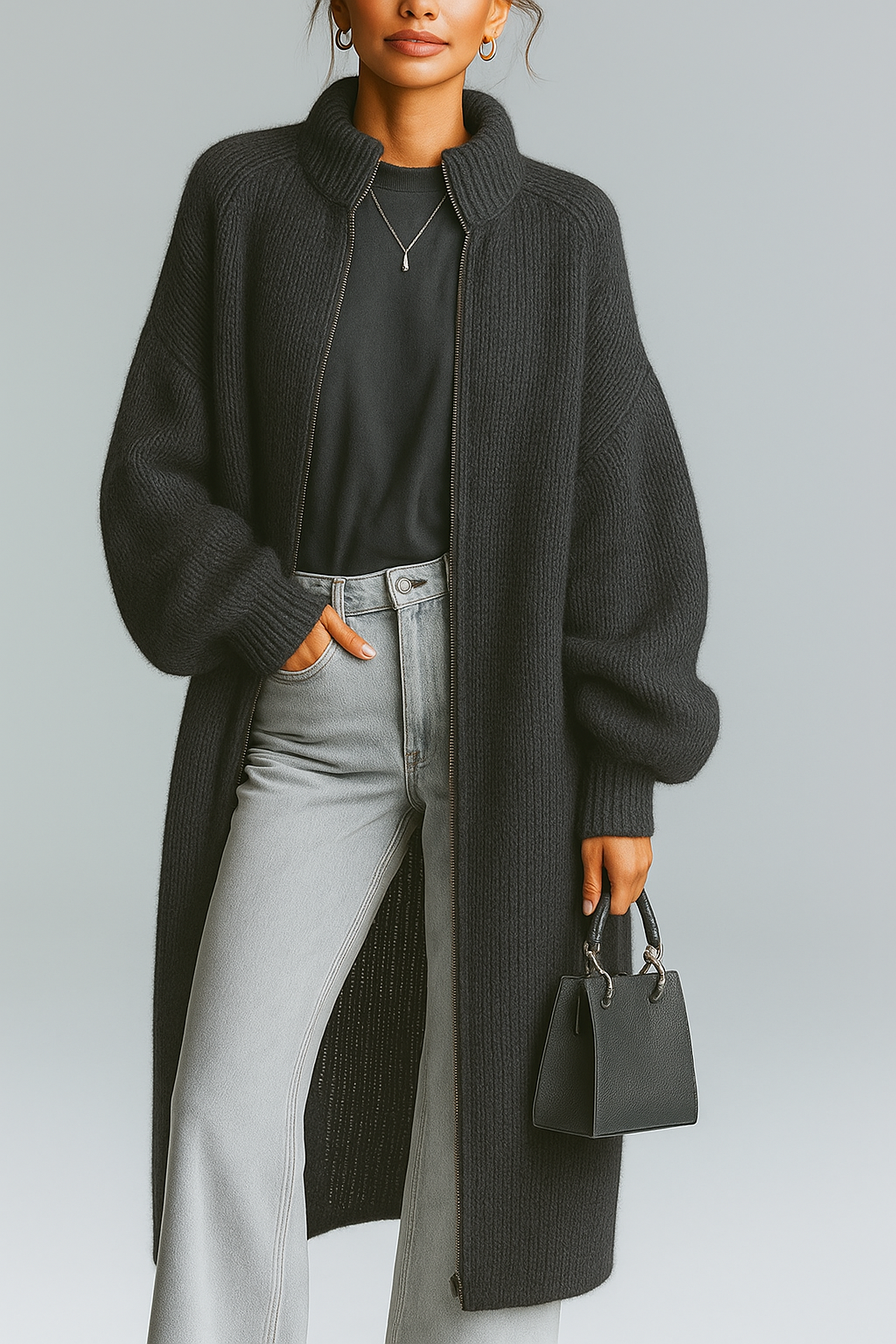 Cardigan in Maglia oversize con zip