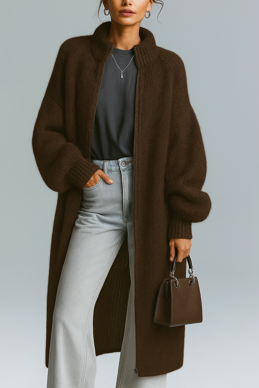 Cardigan in Maglia oversize con zip