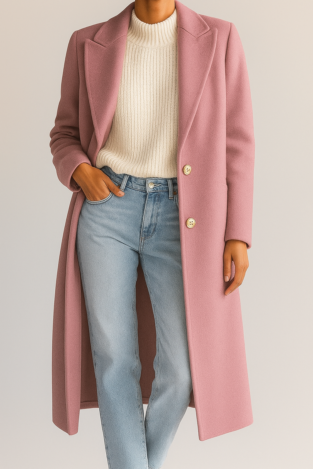 Cappotto Monopetto Lungo Elegante in misto lana