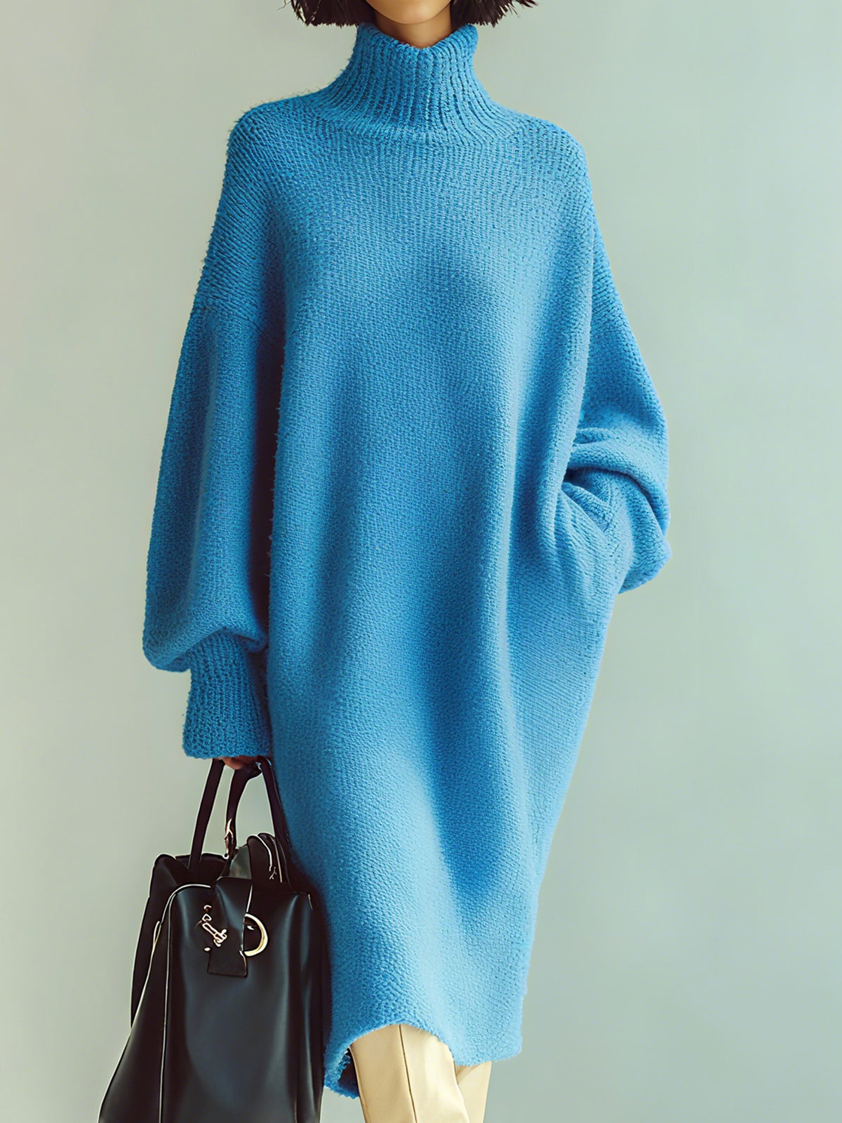 Abito in maglia Lungo a Collo alto Oversize