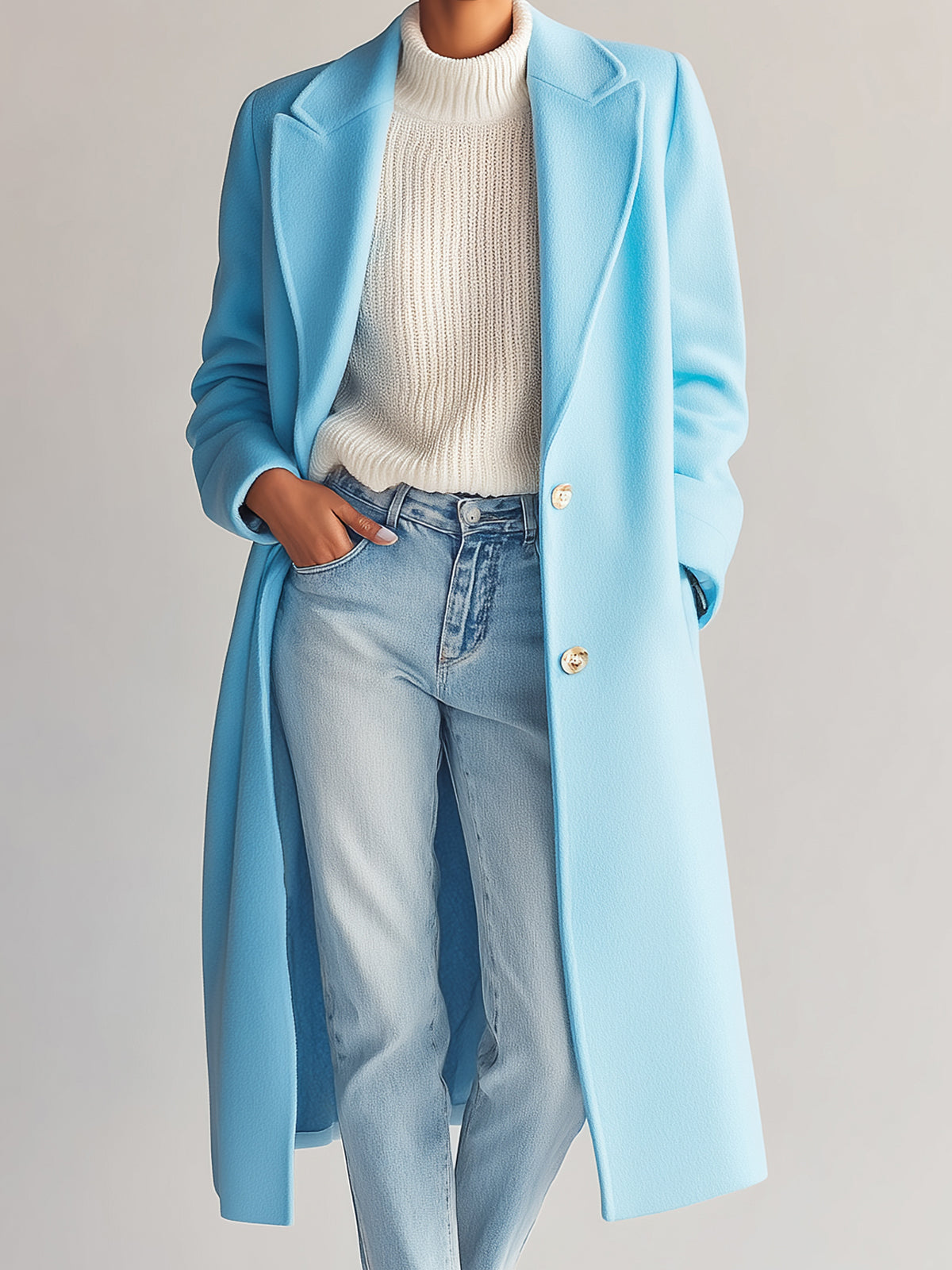 Cappotto Monopetto Lungo Elegante in misto lana